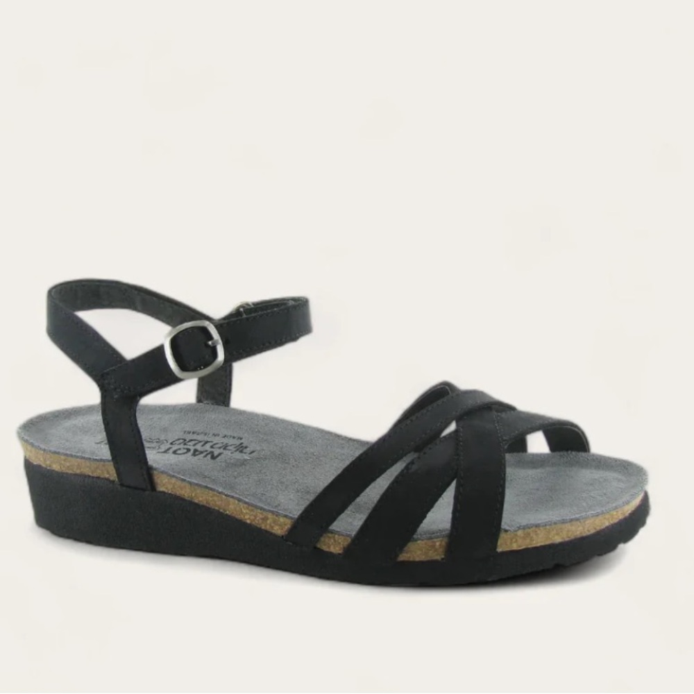 NAOT Brittany Black Nubuck Sandal Sz 38